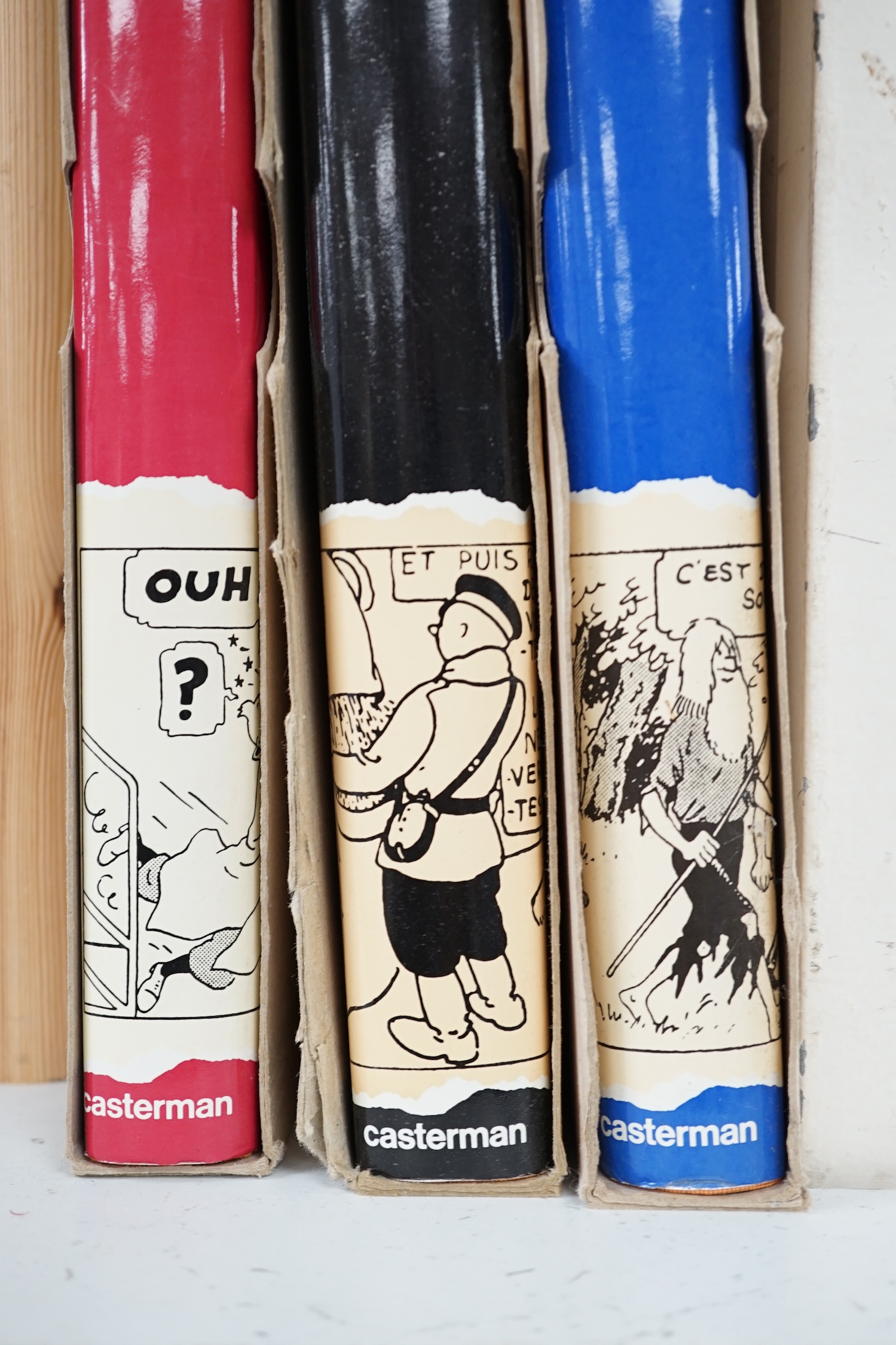 Casterman, Tintin ‘archives’, volumes: 1, 3 and 4, with folio covers and dust sheets, 24cm wide x 31cm high. Condition - fair